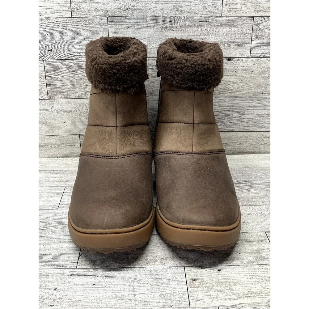 LL Bean 7.5 M Women's Mountainside Boots Mid‎ Fleece-Lined Brown Side Zip